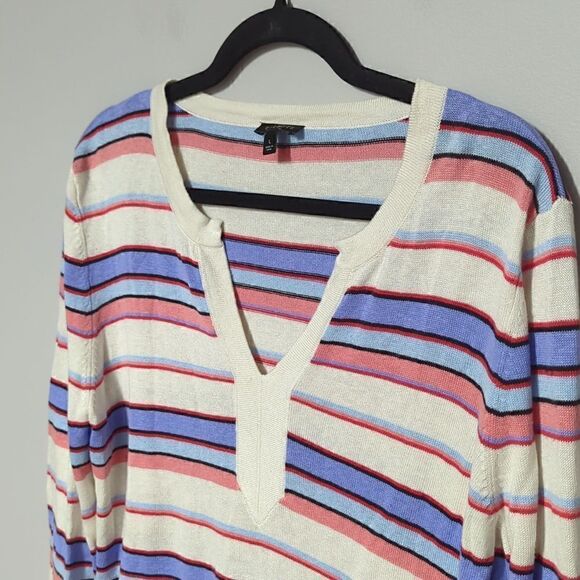 Talbots Striped V Neck Sweater - Picture 2 of 6